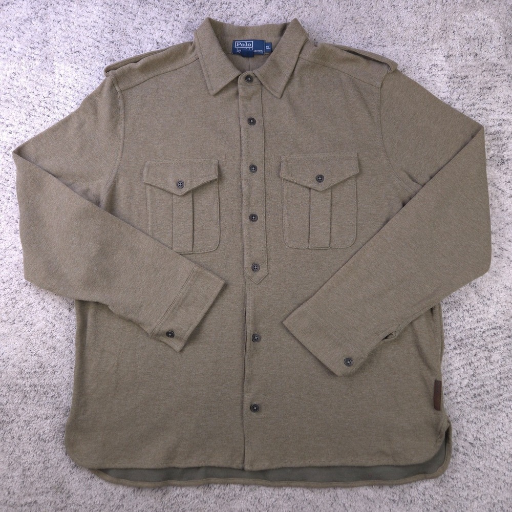 Polo Ralph Lauren Overshirt Mens XL Shacket Wool Blend Shirt Jacket Military EUC